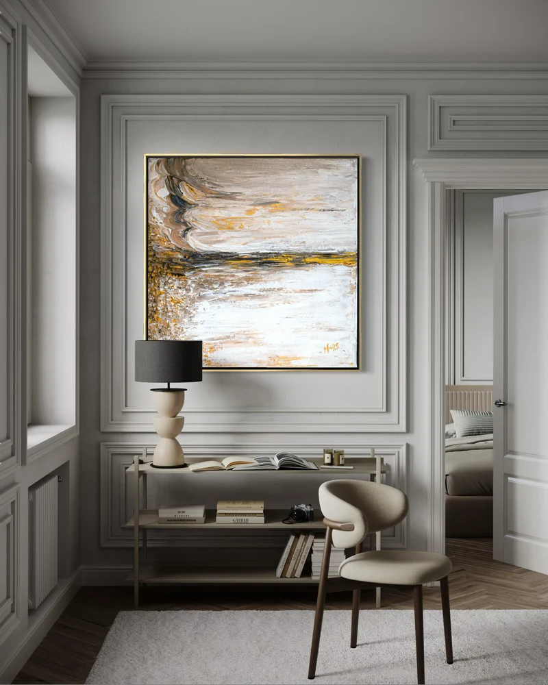 Fine Art Print: "Nyckelviken" Havslandskap Guld Koppar - Museumkvalitet