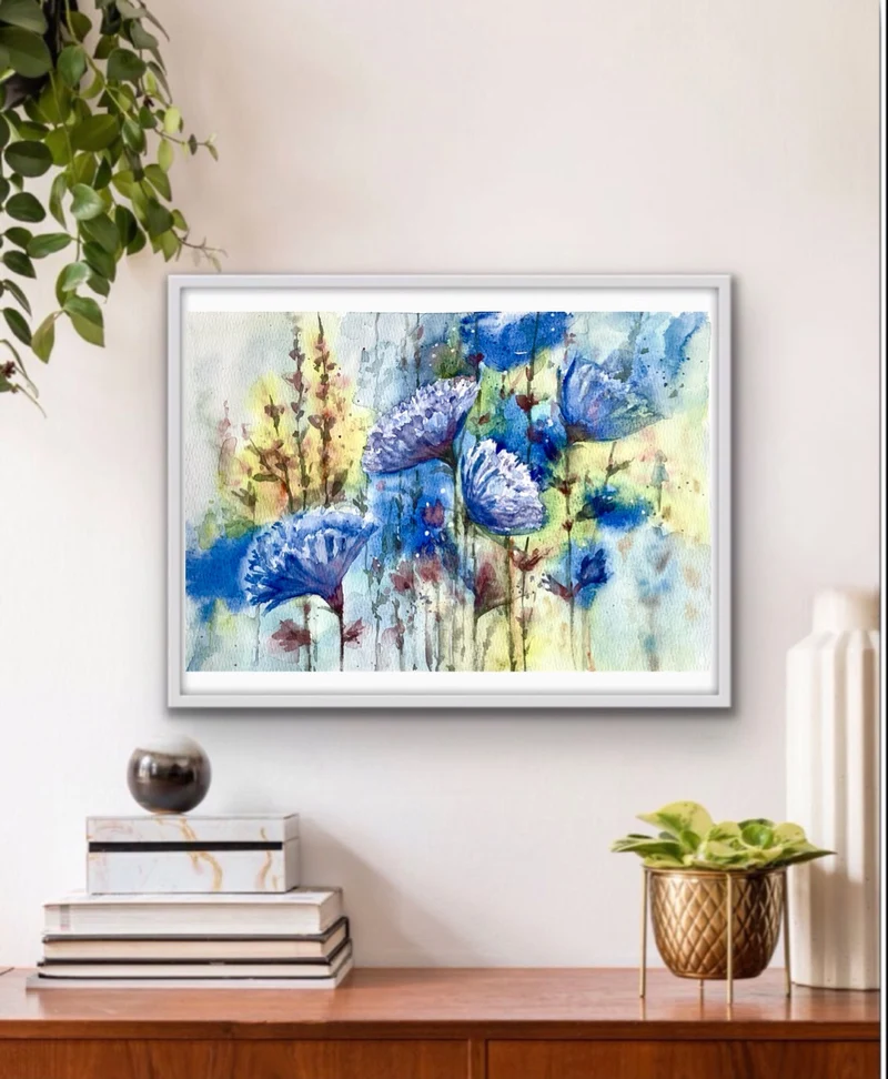 Ny Original akvarellmålning ”Blue sage summer”