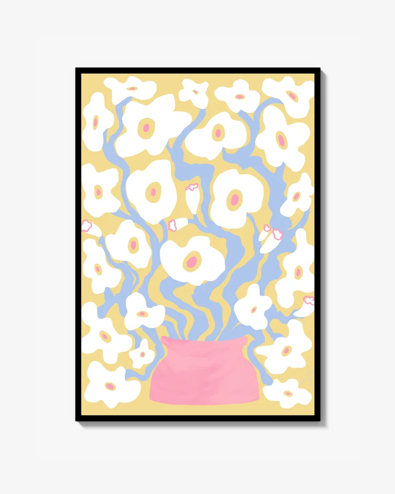 Vit och Guld Poppies Poster