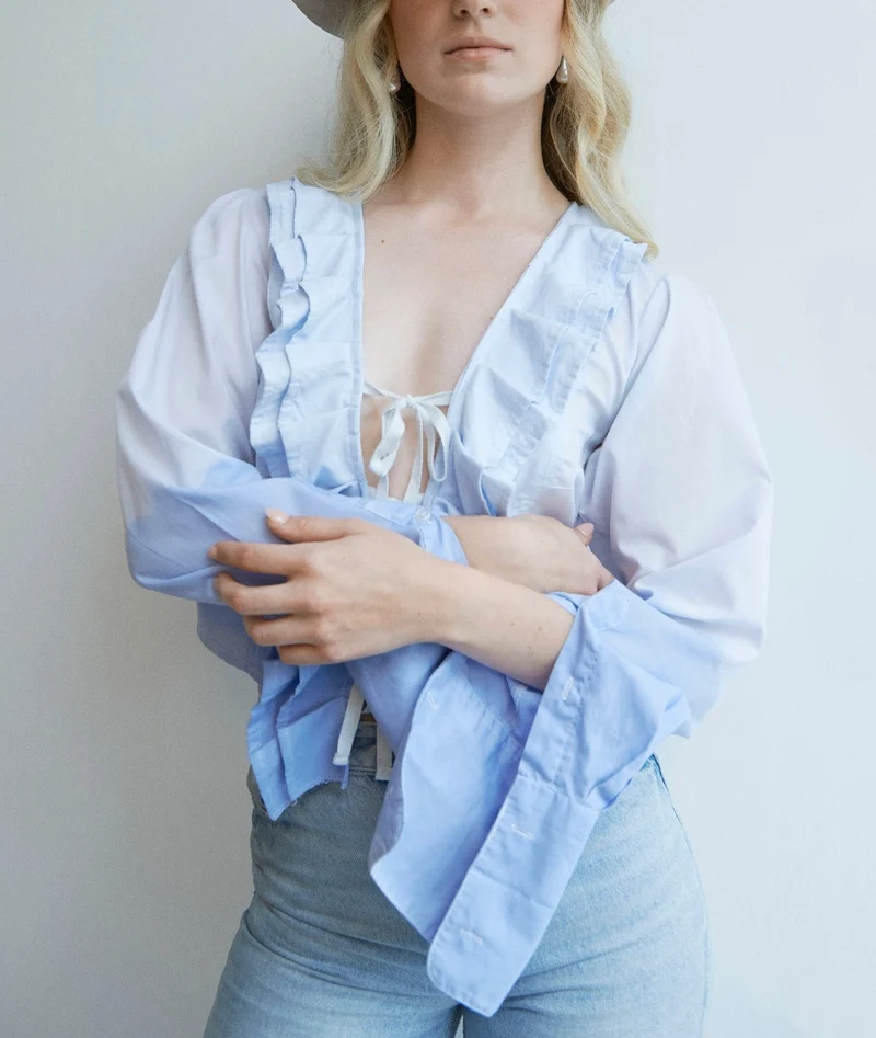 Shania Dip-dye Ljusblå Skjorta (Exklusiv)