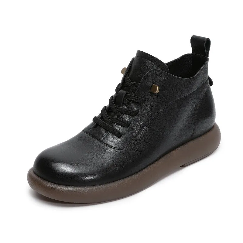 Women's Minimalist Soft Leather Flat Ankle Boots