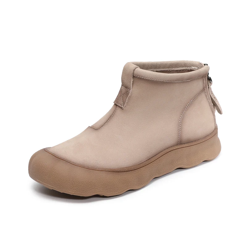 Women's Retro Leather Lug Sole Ankle Boots