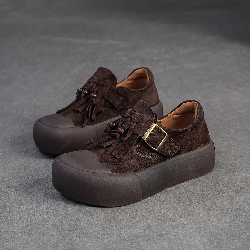 Women's Vintage Fringed Flat Platform Slip-on Shoes