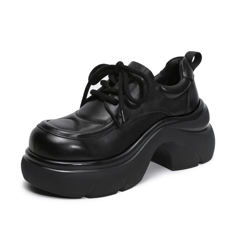 Women's Vintage Chunky Platform Lace-up Loafers