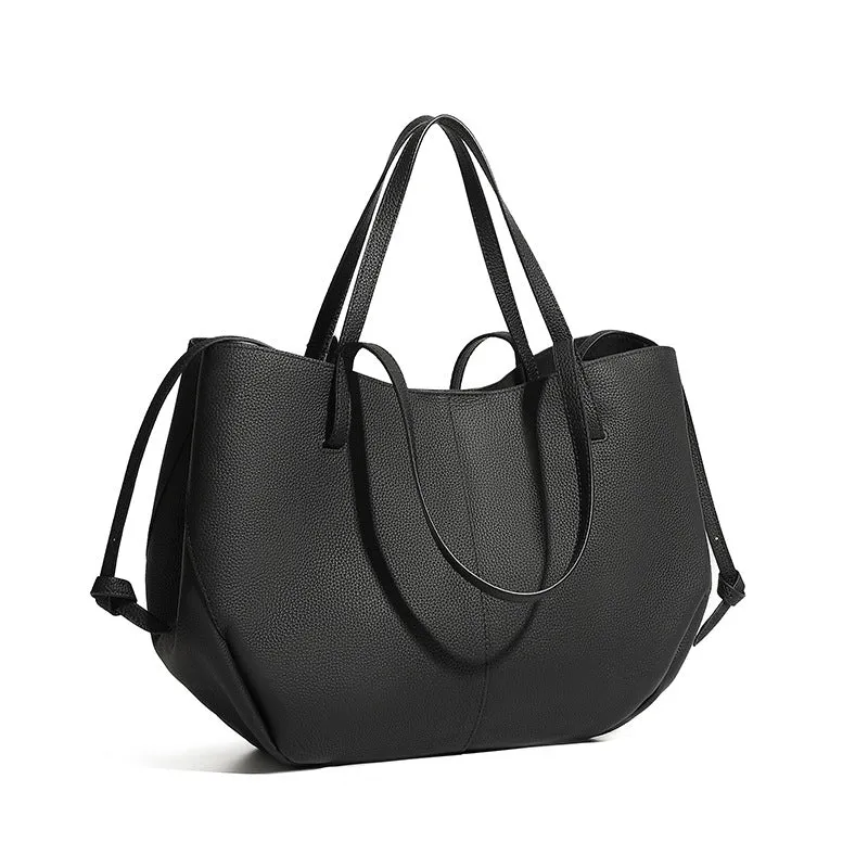 Women’s Leather Tote Bag with Detachable Pouch