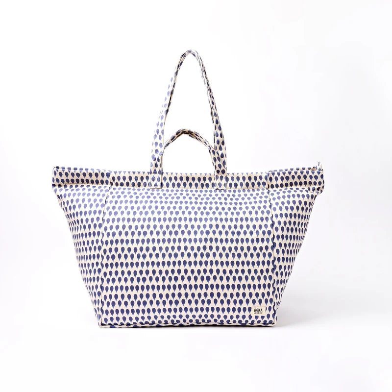 ROKA Marylebone stor tygväska i bomullscanvas | Denim Rain Indigo