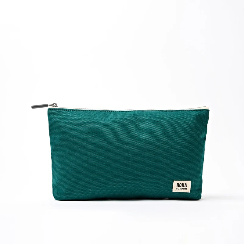 ROKA Maida Vale Medium Bomulls Canvas Pung | Blågrön