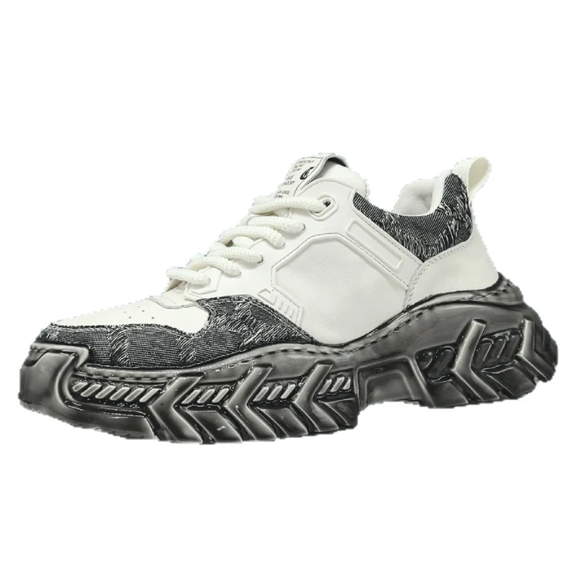 Men's Fashion Casual Leather Chunky Platform Sneakers