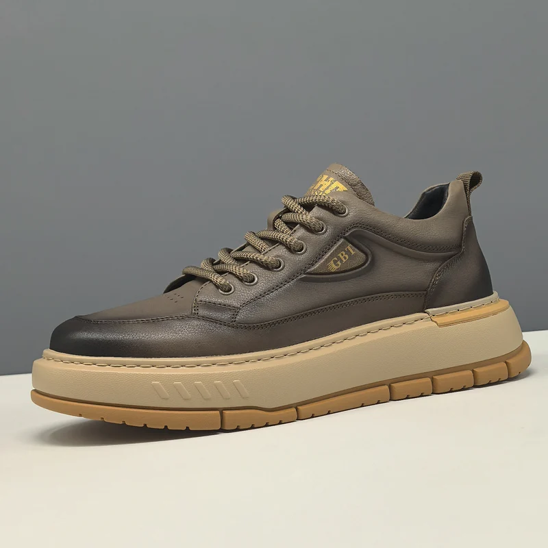 Men's Leather Platform Casual Sneakers