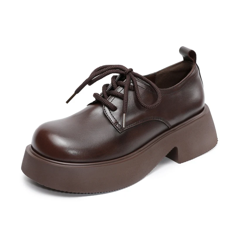 Women's Leather Platform Oxfords Casual Shoes