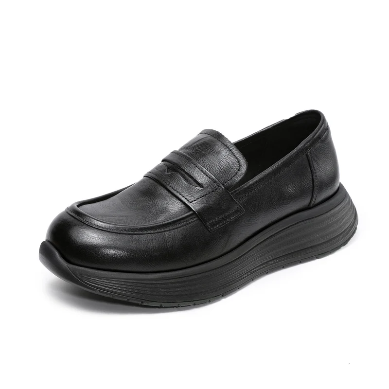 Women's Retro Plain Leather Classic Comfort Loafers