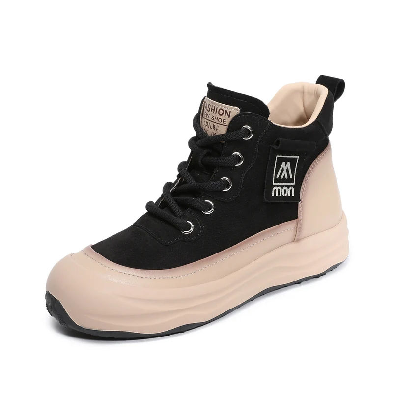 Women's Retro Leather Platform Martin Ankle Boots