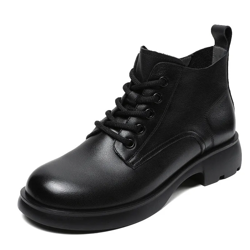 Women Minimalist Soft Cowhide Leather Ankle Boots