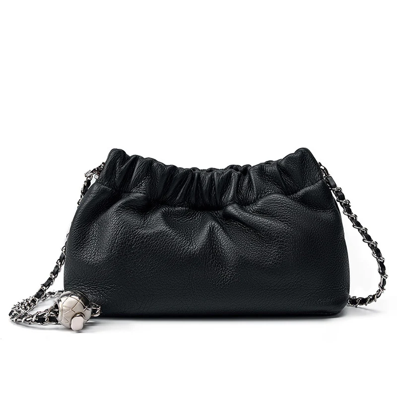 Women Minimalist Soft Leather Chain Strap Cross Body Bag