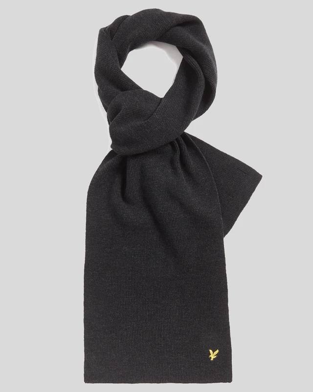 Lyle & Scott Ribbad halsduk i lammullsblandning | Kolsvart melerad