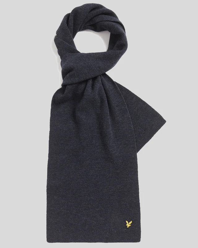 Lyle & Scott Ribbad halsduk i lammullsblandning | Mörk marinblå melerad