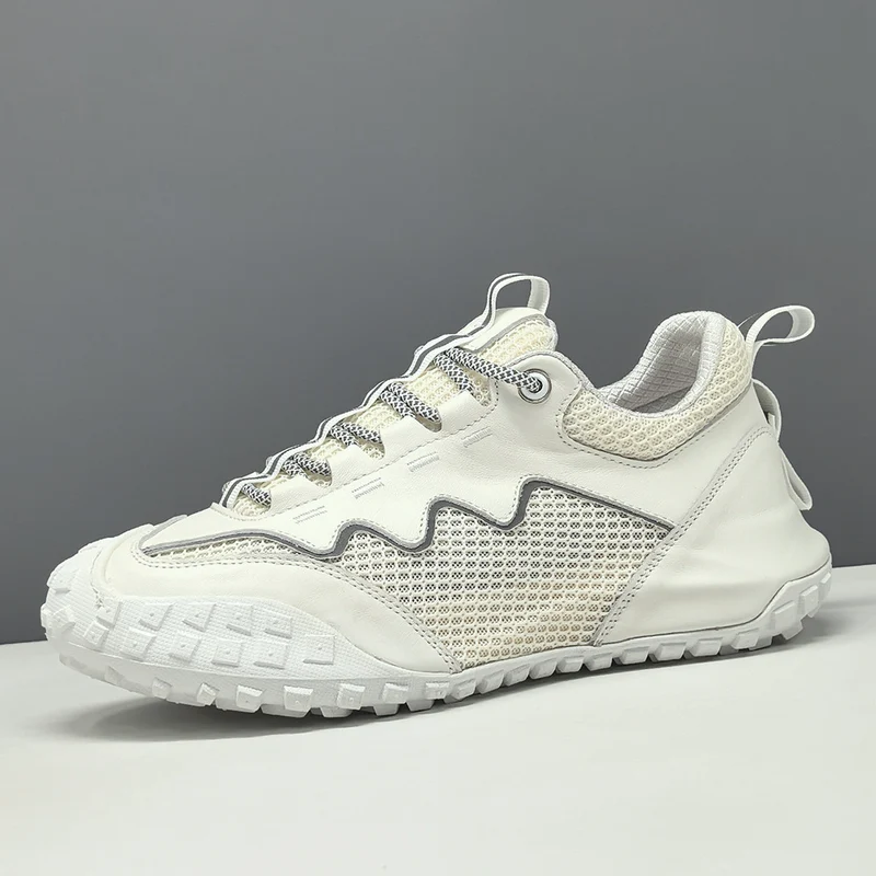 Men's Fashion Breathable Mesh Leather Casual Sneakers