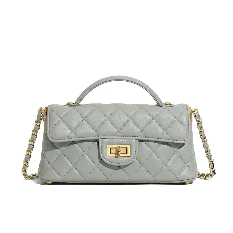 Women's Fashion Plain Quilted Leather Cross Body Bag