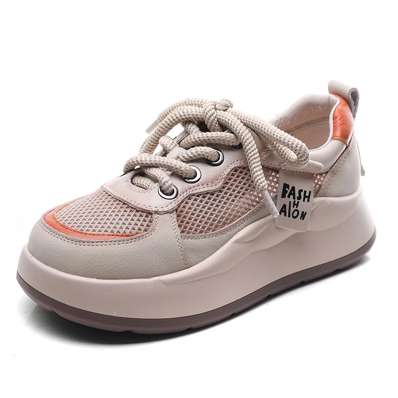 Women's Fashion Leather Hollow Mesh Casual Shoes