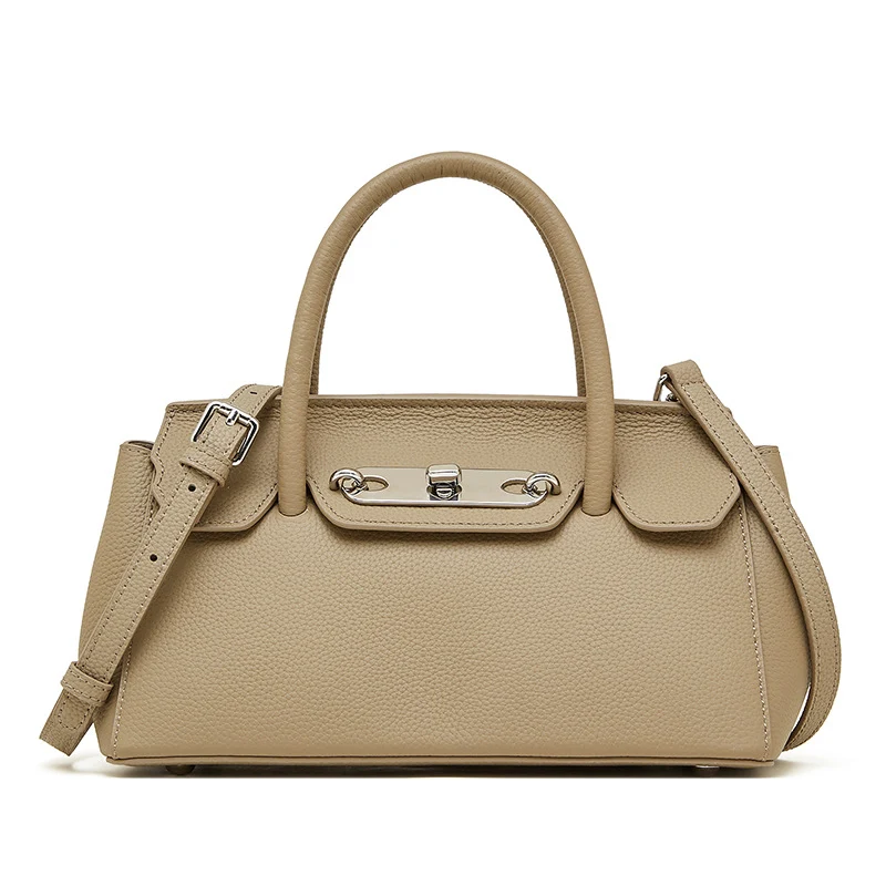 Women's Plain Cowhide Leather Fashion Satchel Bag
