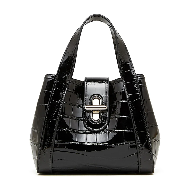 Women's Plain Croc Embossed Leather Cross Body Handbag