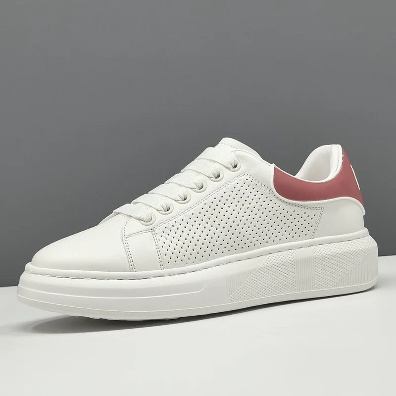 Men's Fashion Breathable Leather Flat Court Sneakers
