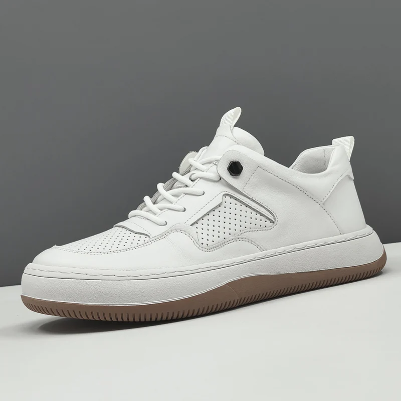 Men's Fashion Hollow Leather Flat Casual Shoes