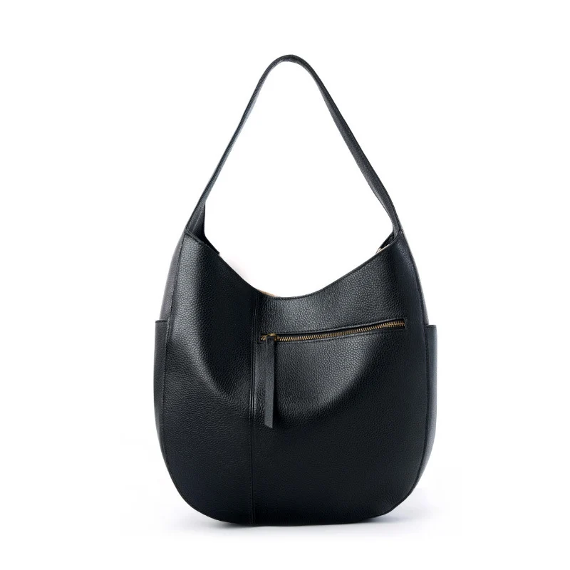 Women's Minimalism Plain Soft Leather Shoulder Tote Bag