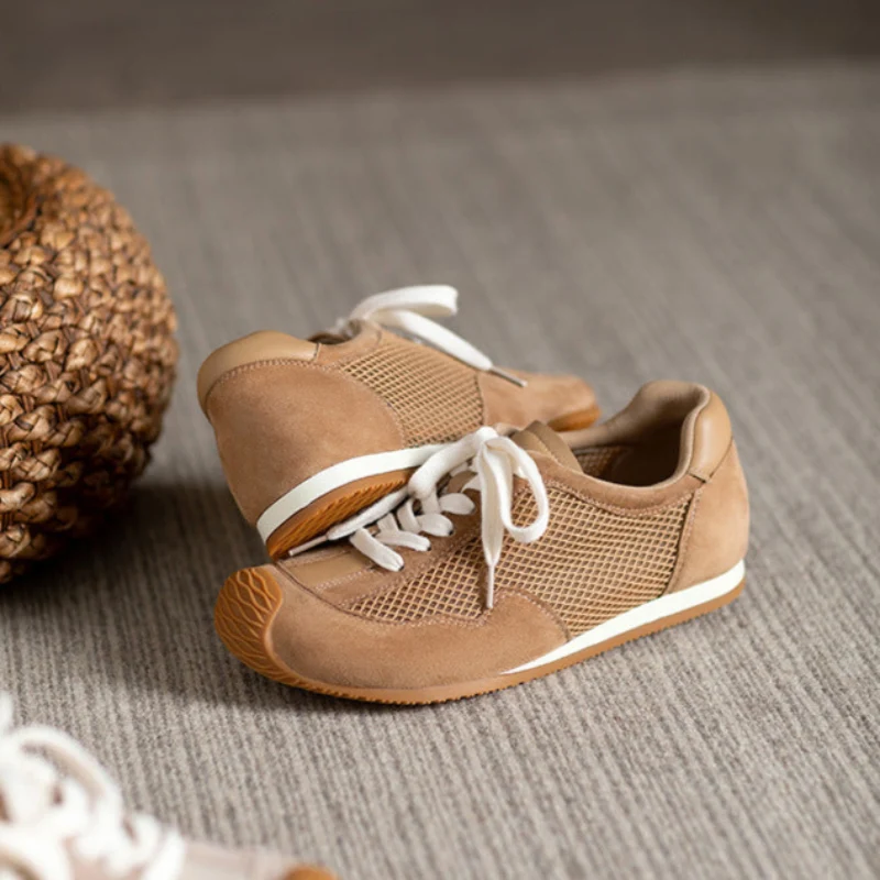Women Retro Hollow Mesh Flat Casual Shoes