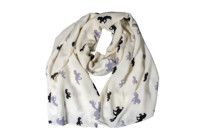 Scarf med mönster med töltande hästar, flera färger