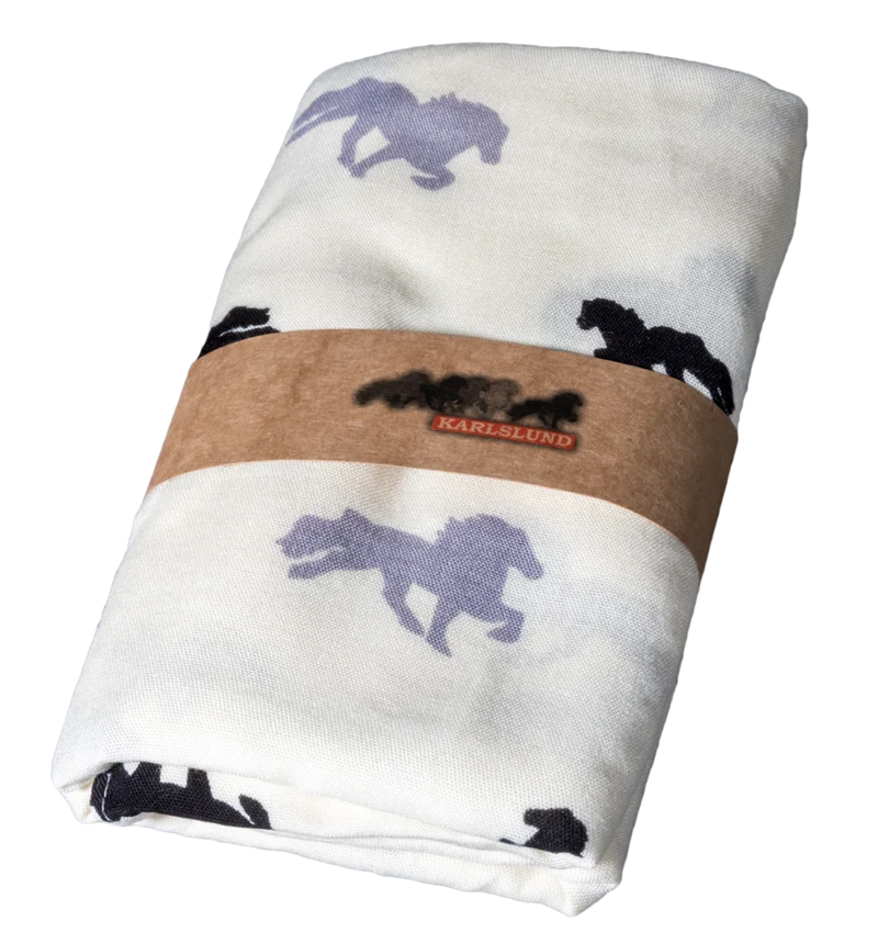 Scarf med mönster med töltande hästar, flera färger