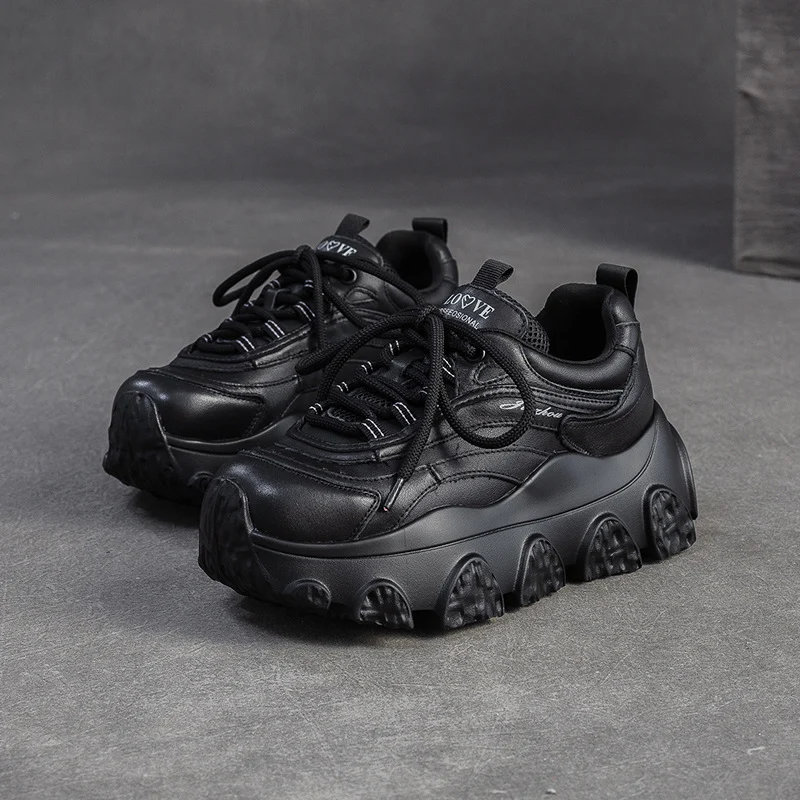 Women's Fashion Quilted Leather Platform Sneakers