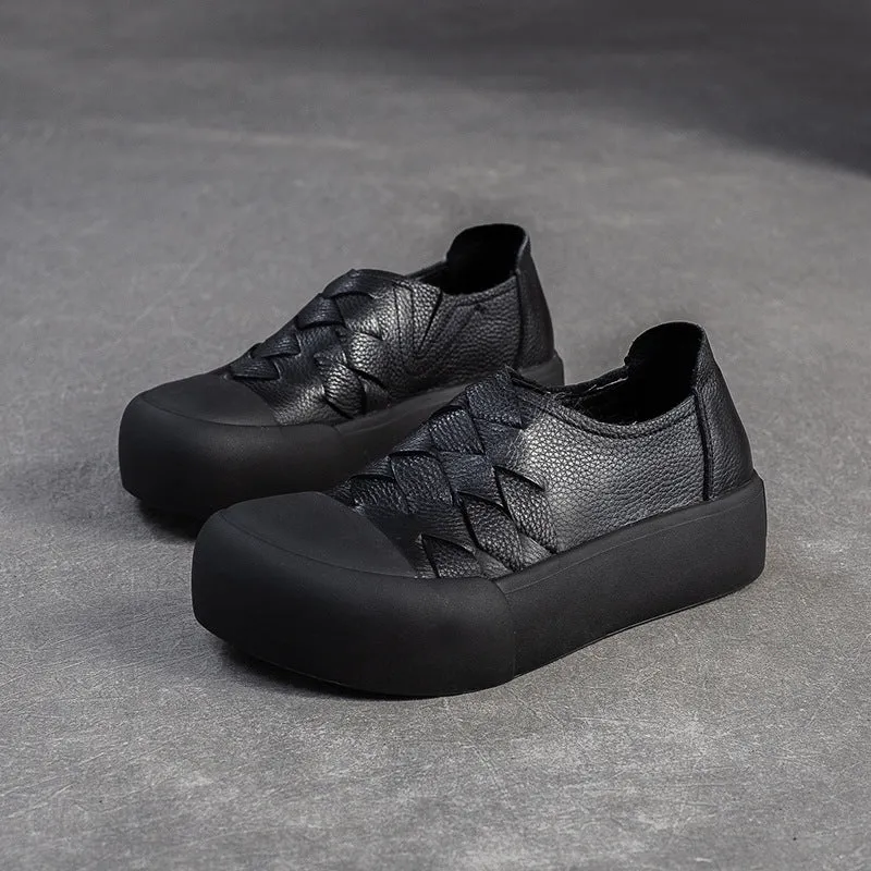 Women's Vintage Leather Slip-on Platform Casual Shoes