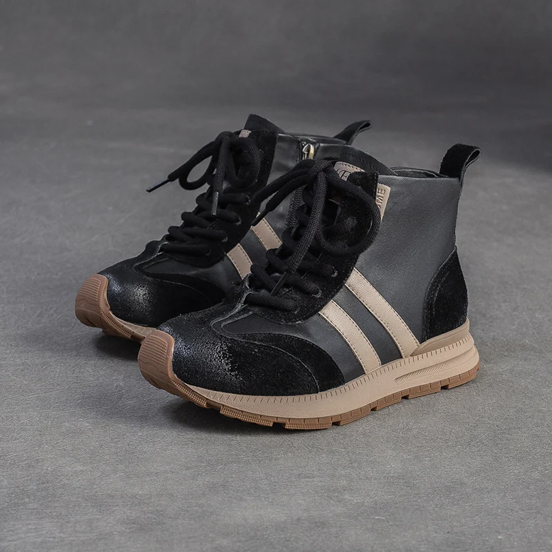 Women's Fashion Color-Blocked Flat Ankle Boots
