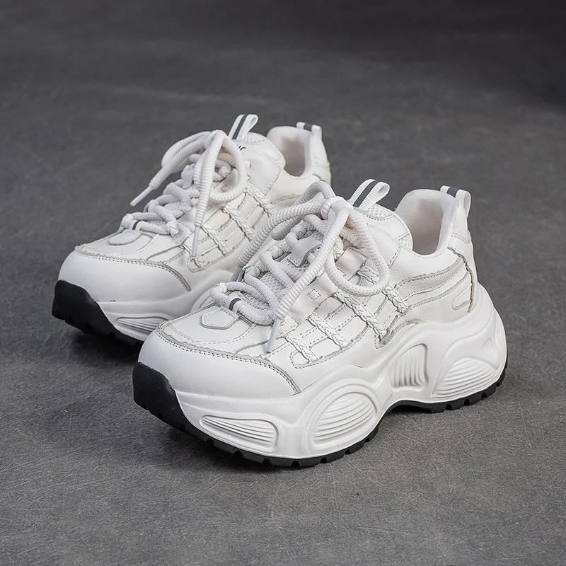 Women's Fashion Quilted Leather Chunky Platform Sneakers