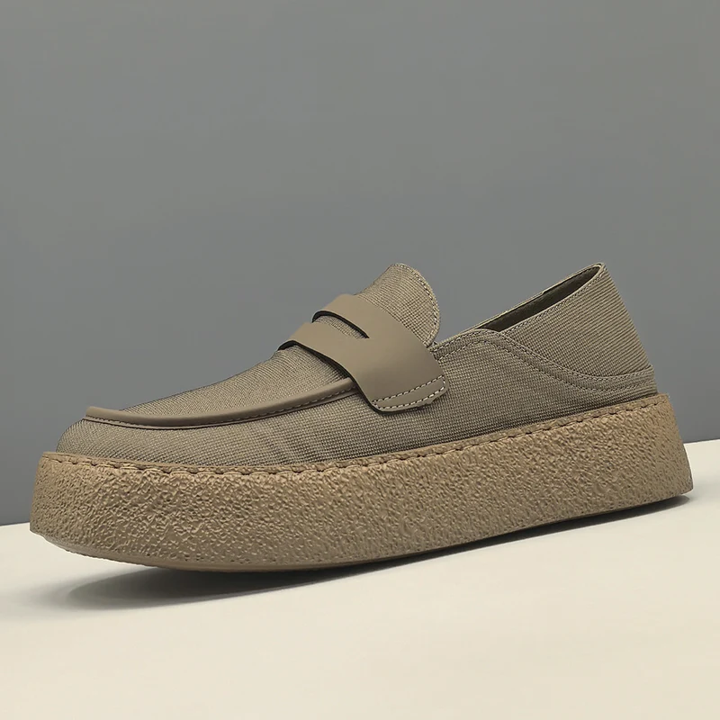 Men Minimalism Plain Canvas Flat Casual Loafers