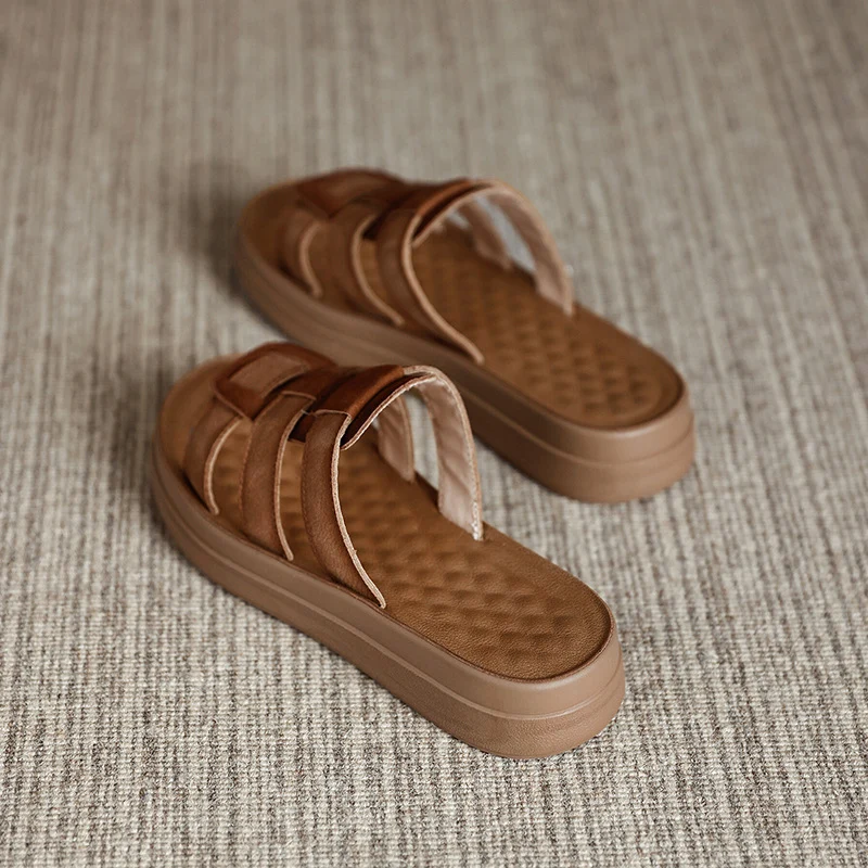 Women Casual Plaited Leather Summer Slides