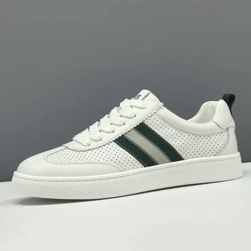 Men Fashion Hollow Breathable Leather Flat Casual Shoes