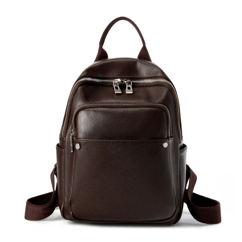 Women Soft Plain Cowhide Urban Casual Backpack