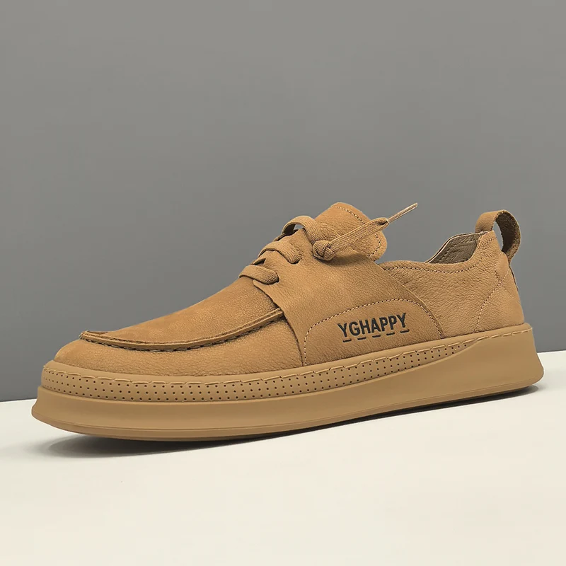 Men Retro Plain Quilted Leather Flat Casual Shoes