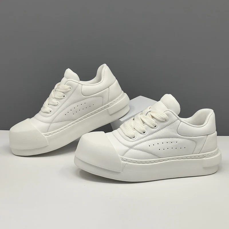 Men Minimalism Solid Quilted Leather Casual Sneakers