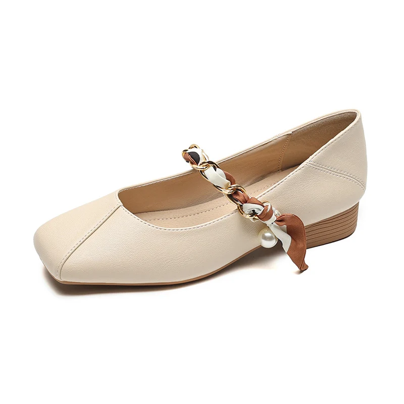 Women's Fashion Chian Strap Low Block Mary Jane Shoes