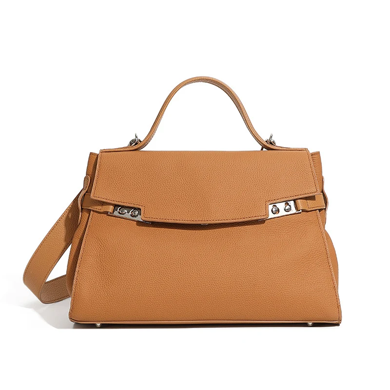 Women's Minimalist Fashion Plain Leather Satchel Bag