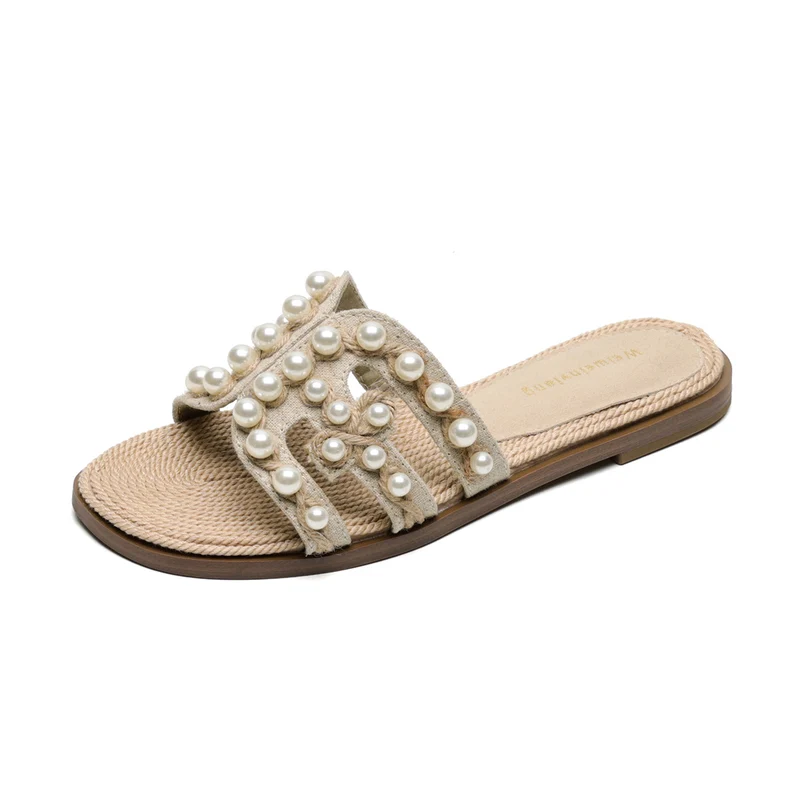 Women's Woven Casual Summer Beach Sandals Slides
