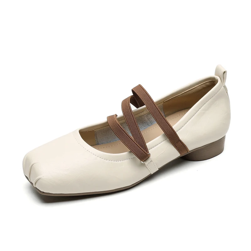 Women's Square Toe Low Block Mary Jane Shoes