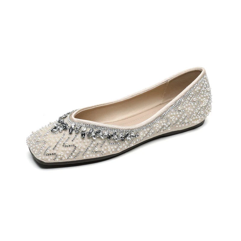 Women's Rhinestone Embellished, Shallow Mouth Slip-On Flats