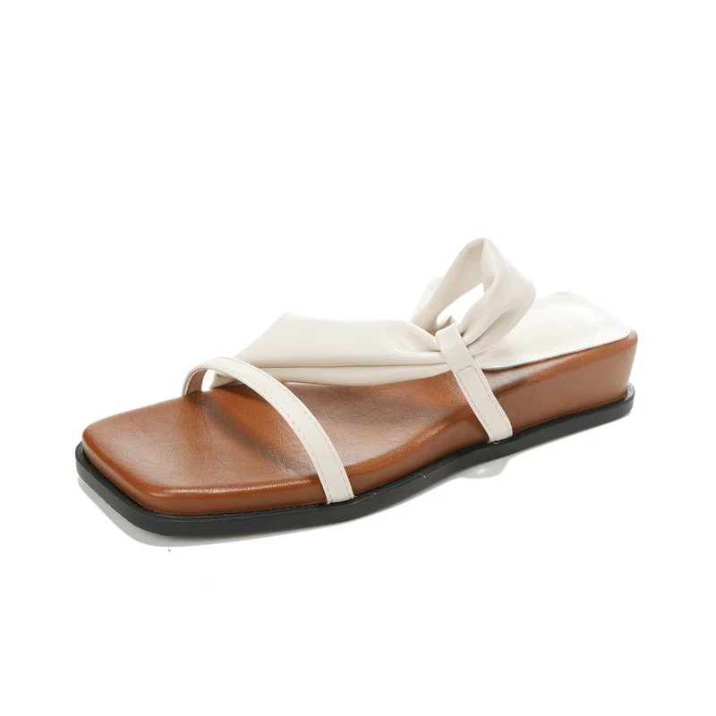 Women's Strappy Square-Toe Chunky Sole Slides