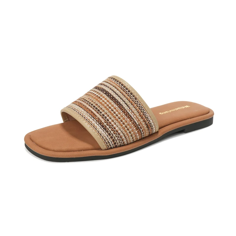 Women's Fashion Woven Flat Casual Slides