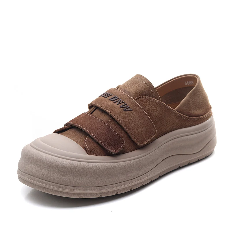 Women's Retro Velcro Leather Flat Casual Shoes