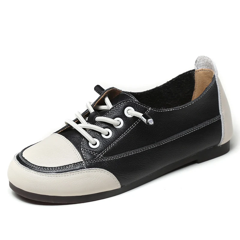 Women's Fashion Quilted Leather Low Top Flat Casual Shoes